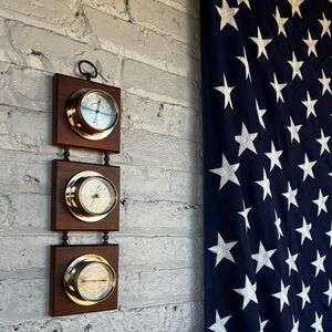 Vintage Weather Station Barometer Thermometer Springfield Instrument